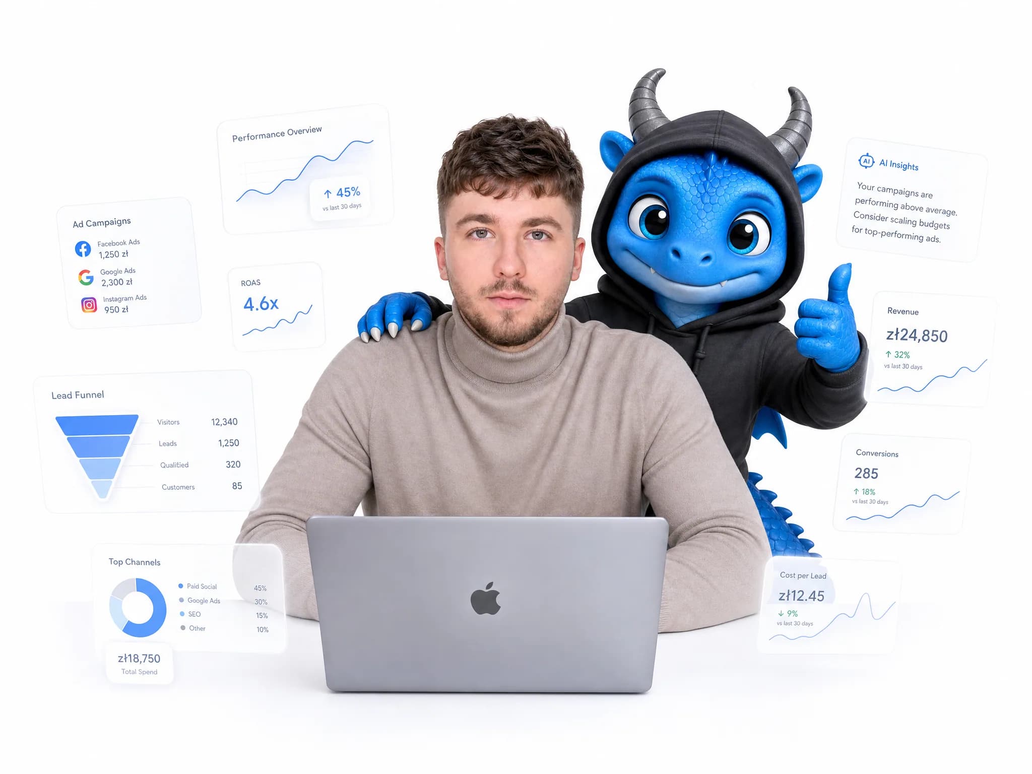 Władysław Krajnik i maskotka Digital Dragon